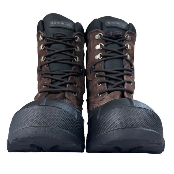 Kamik Mens Size 8 Wide Nation Plus Winter Waterproof Dark Brown Boots Lace up - Picture 3 of 10
